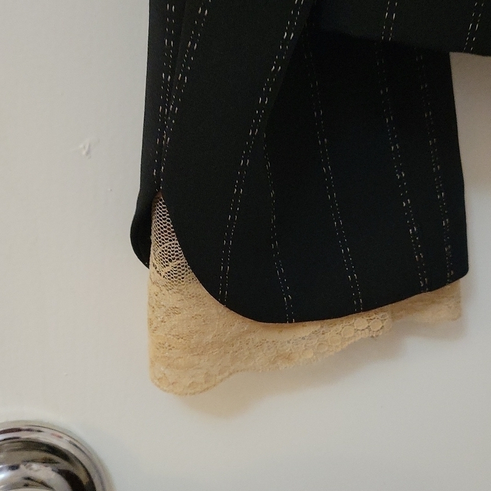 VTG STUDIO ONE 1980s Dotted Trendy Pinstripe Antique Lace Academia Blazer - Picture 4 of 8
